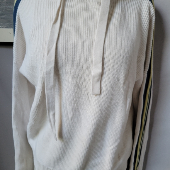 Kokun Stripe Ribbed Cotton Pullover Hoodie Sweater M - Picture 5 of 14